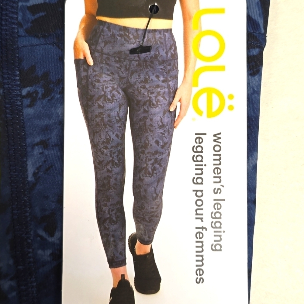 Lole Blue Patterned High Waisted Ankle Leggings